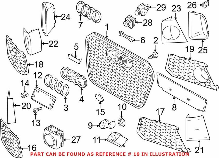 Audi Grille - Front Passenger Side 4G8807682GT94